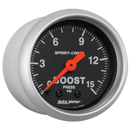 AutoMeter 2-1/16in 0-15 PSI Mechanical Sport-Comp Boost Pressure Gauge (3302)