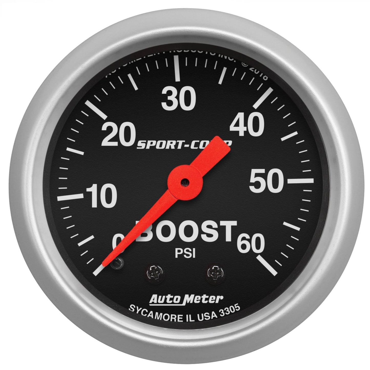AutoMeterGAUGE, BOOST, 2 1/16", 60PSI, MECHANICAL, SPORT-COMP - 3305