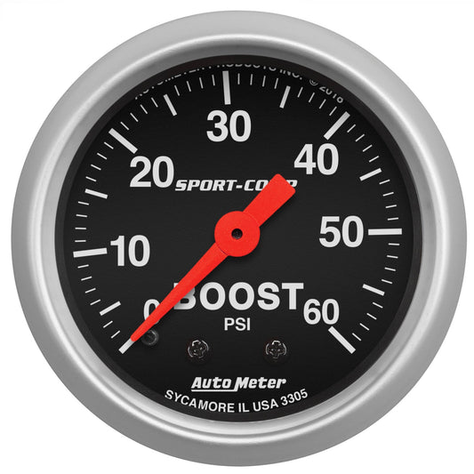 AutoMeterGAUGE, BOOST, 2 1/16", 60PSI, MECHANICAL, SPORT-COMP - 3305