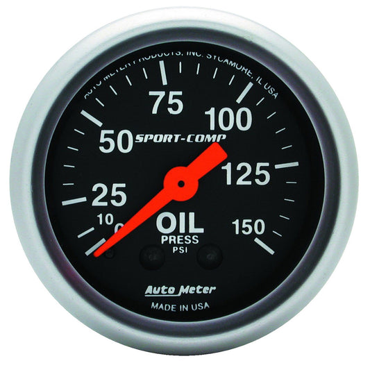 AutoMeter Sport Comp 52mm Mechanical 0-150 PSI Oil Pressure Gauge (3323)
