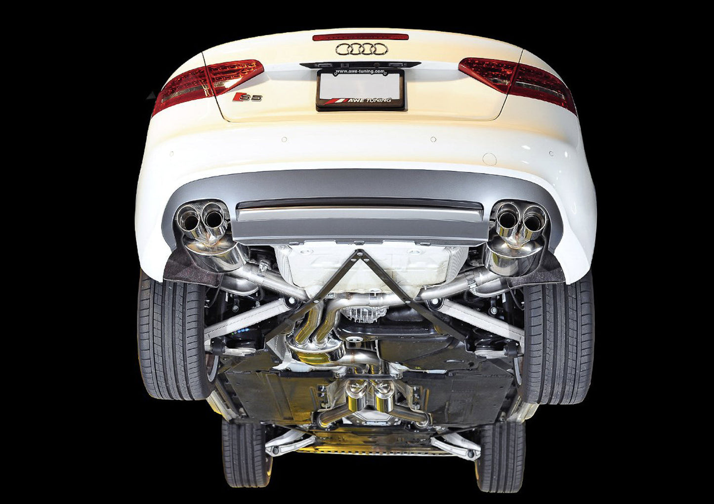AWE Tuning Touring Edition Exhaust System for B8/8.5 S5 Cabrio (Exhaust + Resonated Downpipes) - Chrome Silver Tips (3415-42014)
