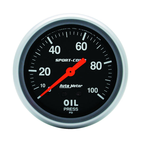AutoMeter Sport-Comp 66.7mm 0-100 PSI, Mechanical Oil Pressure (3421)