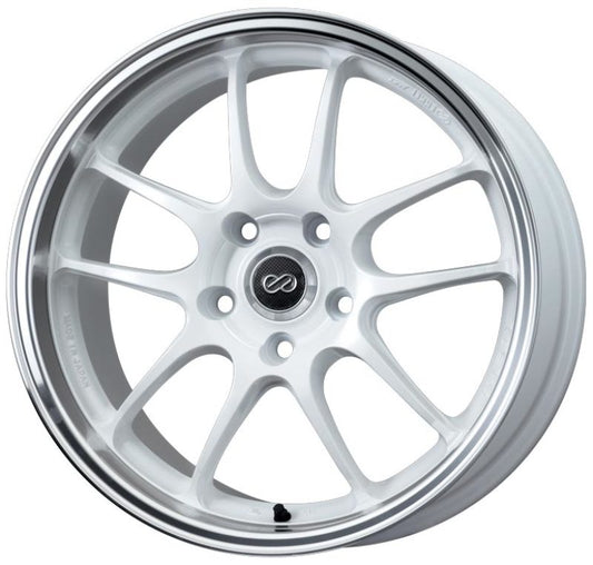Enkei PF01SS White w/ Machined Lip | 17x8" +50mm | 5x114.3mm Wheel