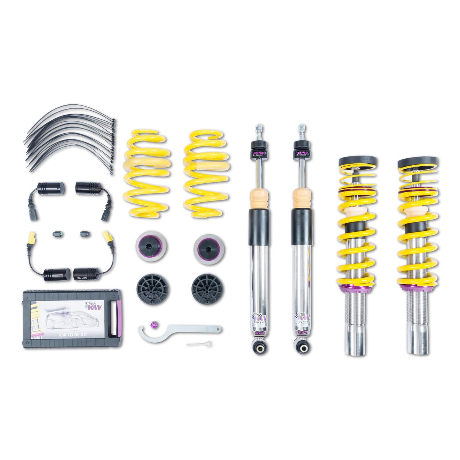 KW V3 Coilover Kit Bundle - Audi A4, S4 (B9) Sedan; A5 Coupe; Quattro; with electronic damping control
