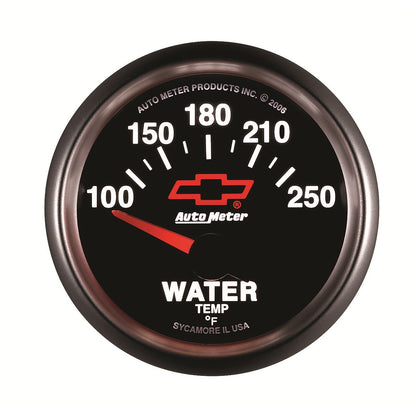 AutoMeter GM Bowtie Black 2-1/16in 100-250 F Pedestal Electronic Water Temp Gauge (3637-00406)