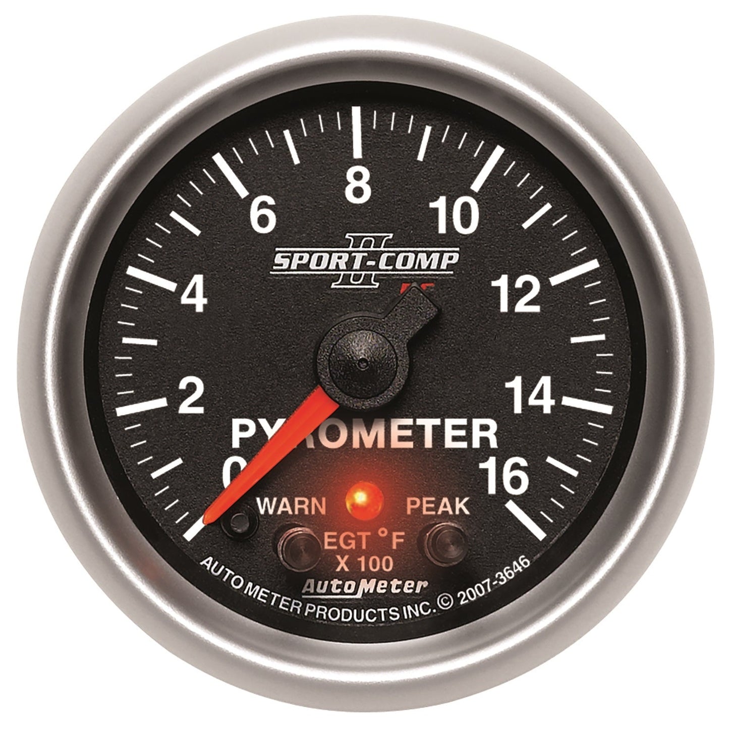 AutoMeter Sport-Comp II Full Sweep Electronic 0-1600 Deg F EGT/Pyrometer Peak and Warn w/ Elec Control (3646)