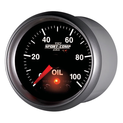 AutoMeter Sport-Comp II 52.4mm 0-100 PSI Oil Pressure Peak and Warn w/ Electronic Control Gauge (3652)