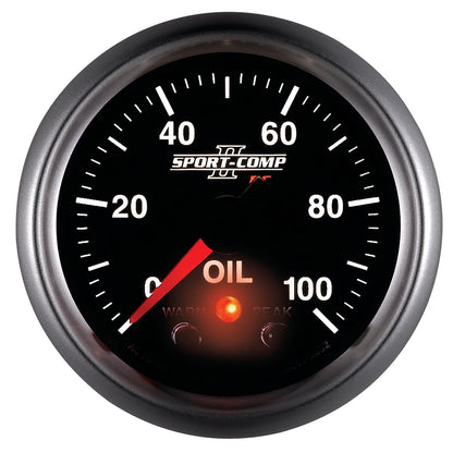 AutoMeter Sport-Comp II 52.4mm 0-100 PSI Oil Pressure Peak and Warn w/ Electronic Control Gauge (3652)