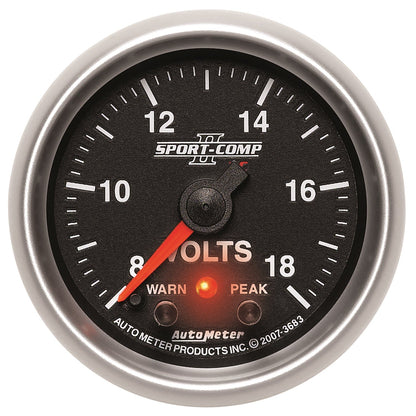 AutoMeter Sport-Comp II 2-1/16in Digital Voltometer Gauge - 18V (3683)
