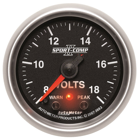 AutoMeter Sport-Comp II 2-1/16in Digital Voltometer Gauge - 18V (3683)