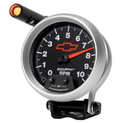 AutoMeter GM Red Bowtie Black 3-3/4in 0-10000 RPM Pedestal Mount Tachometer Quick-Lite (3690-00406)