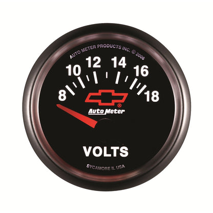 AutoMeter GM Bowtie Black 2-1/16 Voltmeter 8-18V (3692-00406)