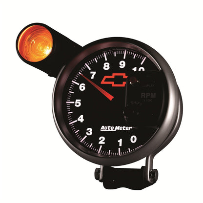 AutoMeter GM Bowtie Black 5in 10000 RPM Pedestal Electronic Tachometer w/ Ext Shift Light (3699-00406)