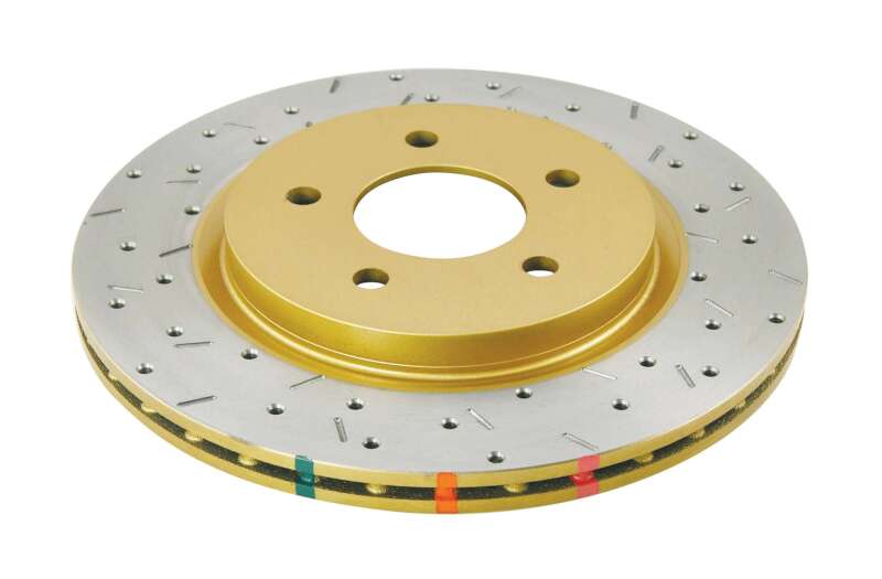 DBA Rear Drilled & Slotted 4000 Series Rotor w/ Gold Hat | Ford Mustang GT/V6 (05-13) (DBA42114XS)