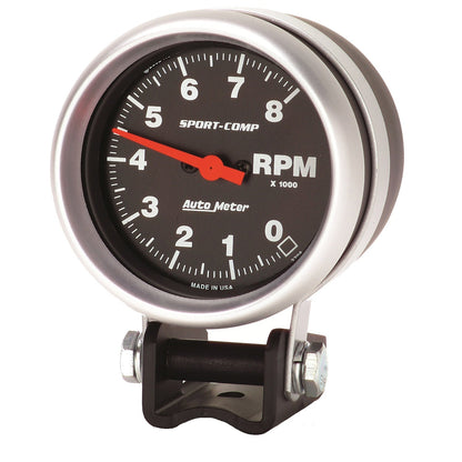 AutoMeter Standard 2-5/8in 8,000 RPM Pedestal Mount Tachometer Sport Comp (3708)