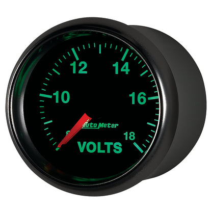 AutoMeter GS Series 2-1/16in Voltmeter 18V Electrical Gauge Full Sweep (3891)