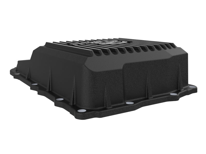 aFe 18-25 Jeep Wrangler JL V6 Transmission Pan - Black w/ Machined Fins