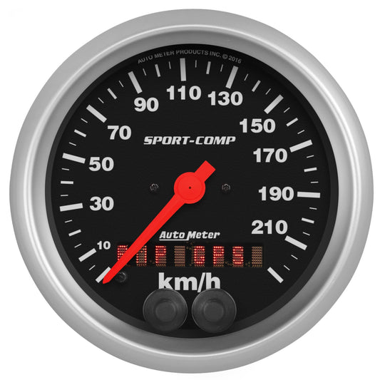 AutoMeter Sport-Comp 3-3/8in. 0-225KM/H (GPS) Speedometer Gauge (3982-M)