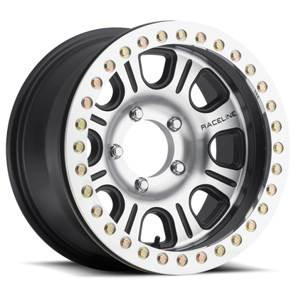 (set of 4) Raceline RT232 Monster Black & Machined Beadlock | 17x8.5" +0mm | 5x127mm Wheel