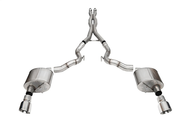 CORSA Xtreme, Sport / 3.0 in Cat-Back 4.5 in Slash Tips | 2024 Mustang GT Convertible (21270, 21274)