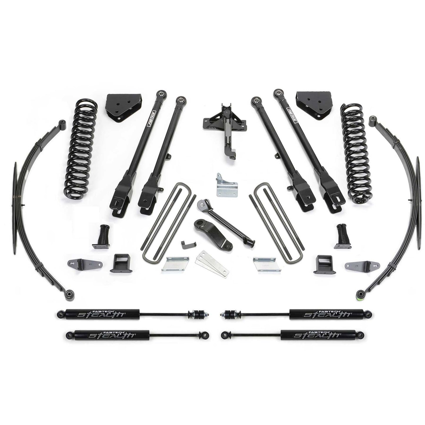 Fabtech 8" 4-Link System w/ Coils & Rear Leaf Springs & Stealth | Ford F250/350 4WD (08-16) (K2129M)
