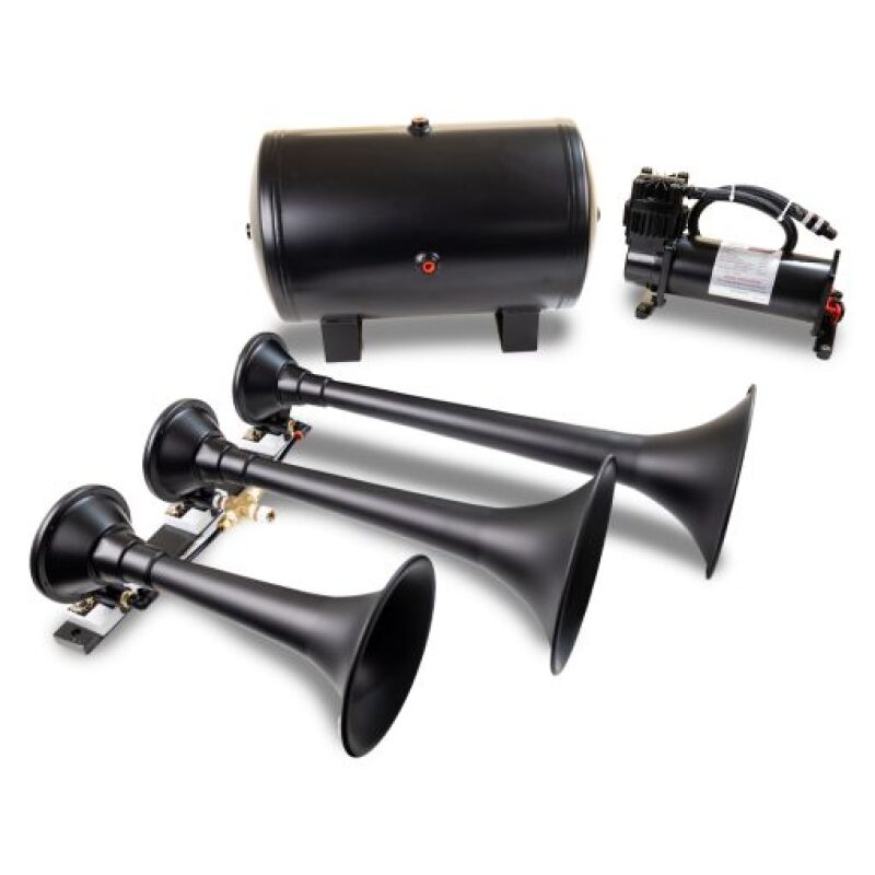 Kleinn HK9 Triple Black Horn Kit Fits w/ 150 PSI waterproof 5.0 Gal Air Tank