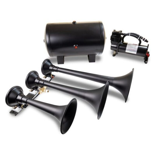 Kleinn HK9 Triple Black Horn Kit Fits w/ 150 PSI waterproof 5.0 Gal Air Tank