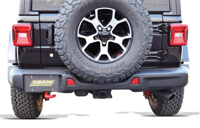 Gibson 3.6L 2.5in Single Cat-Back Exhaust | Jeep Wrangler JL Rubicon (18-22) - Black Elite Ceramic