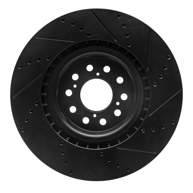 R1 17-25 Acura Integra F&R Drilled & Slotted Black Brake Rotor (ECB-59065L)