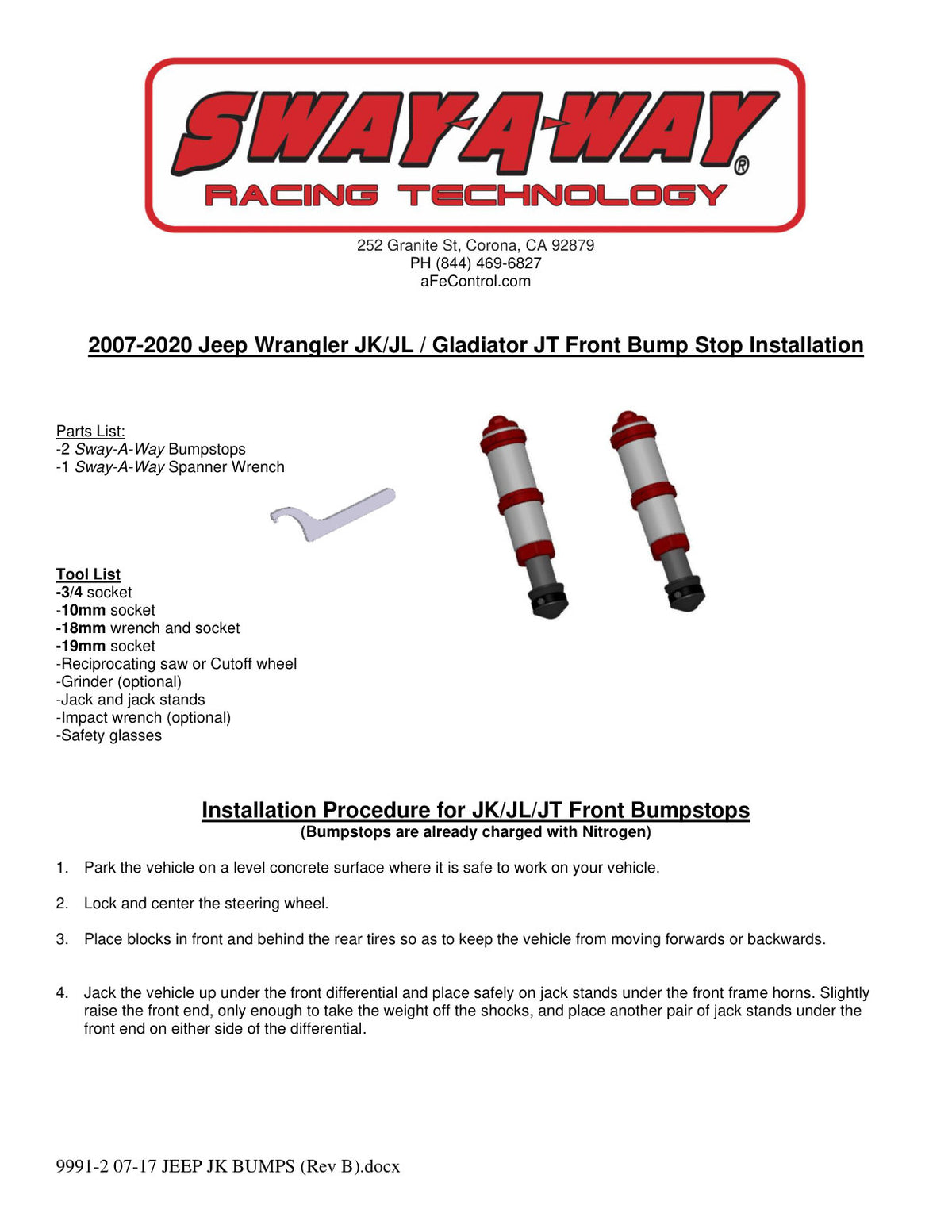 aFe 2.0in Front Bump Stop Kit | Jeep Wrangler JK (07-17) (401-5200-05)