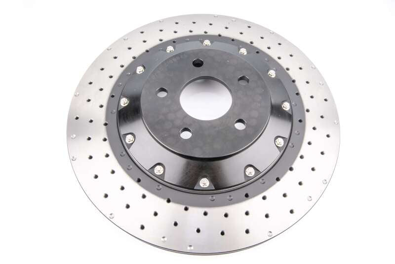 DBA 5000 Series 2-Piece Drilled Front Rotor w/ Black Hat | Ford Focus RS (16-18) (DBA52968BLKXD)