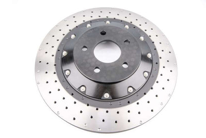 DBA 5000 Series 2-Piece Drilled Front Rotor w/ Black Hat | Ford Focus RS (16-18) (DBA52968BLKXD)