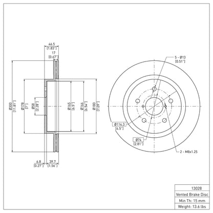 DFC 15-25 Subaru Legacy/Outback/WRX Rear Brake Rotor (600-13028)