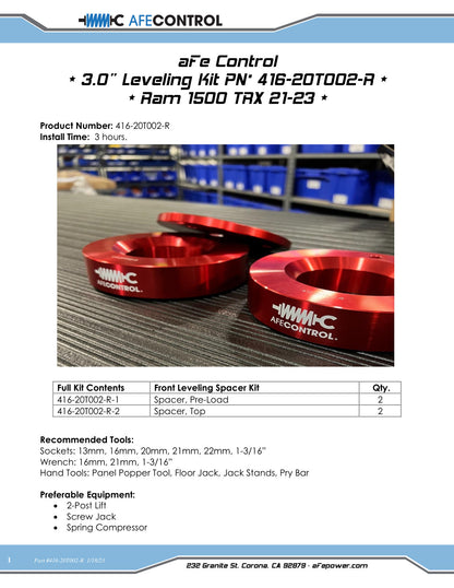 aFe 3.0 IN Leveling Kit | RAM 1500 TRX (2021) (416-20T002-R)