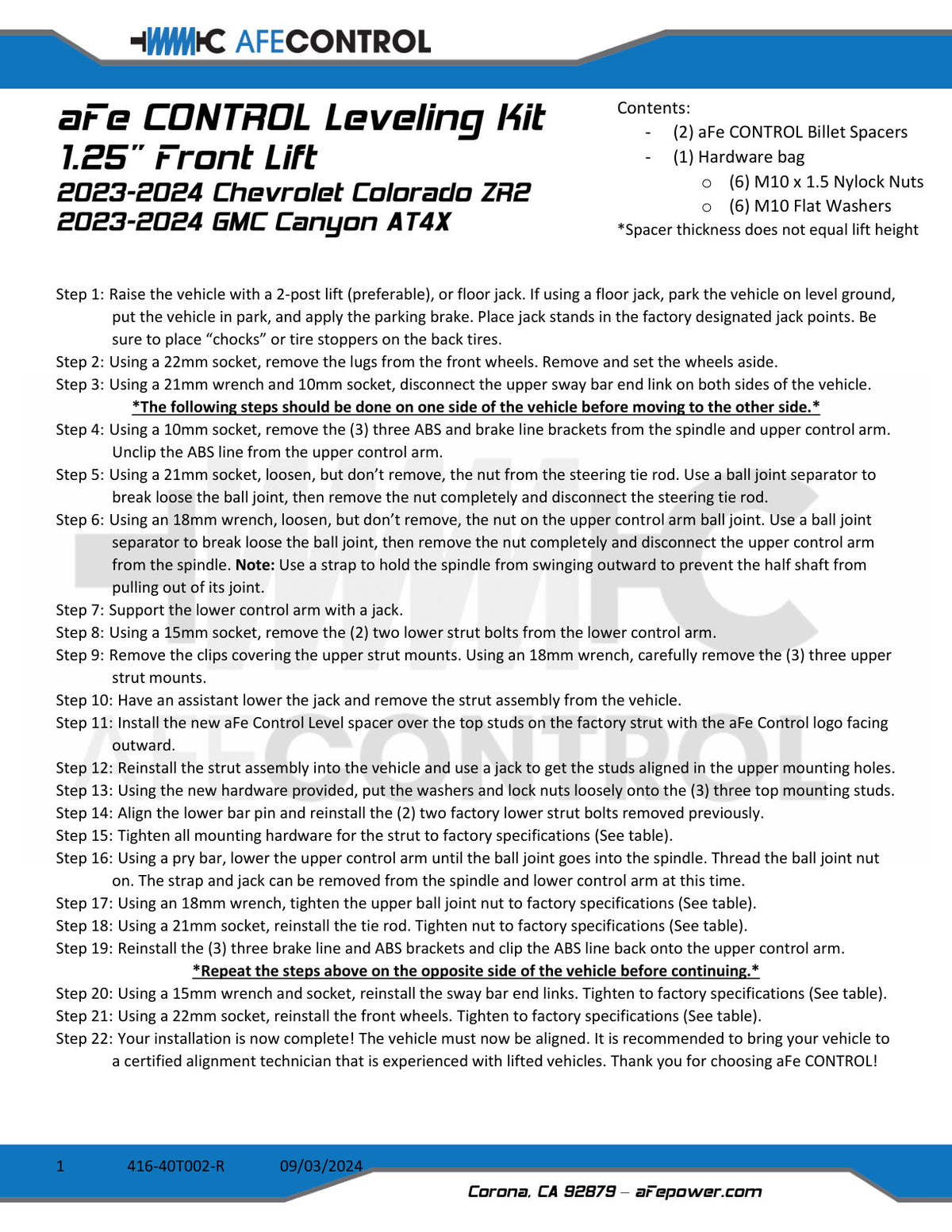 aFe 1.25in Leveling Kit Red | Chevy Colorado ZR2 / GMC Canyon AT4X (23-24) (416-40T002-R)