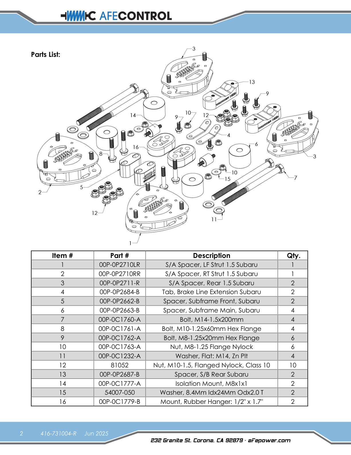 aFe 18-23 Subaru Crosstrek CONTROL 1.5in Lift Kit
