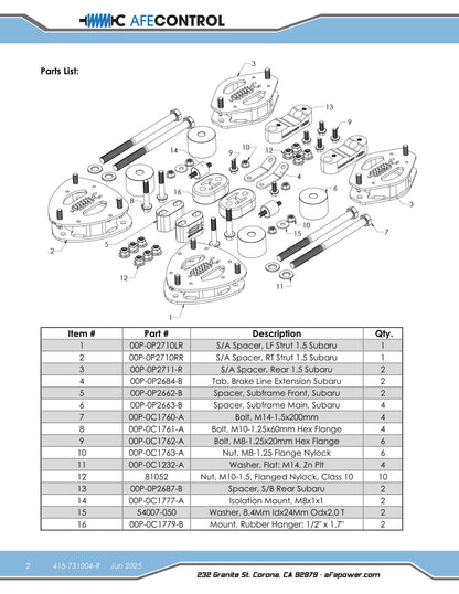 aFe 18-23 Subaru Crosstrek CONTROL 1.5in Lift Kit