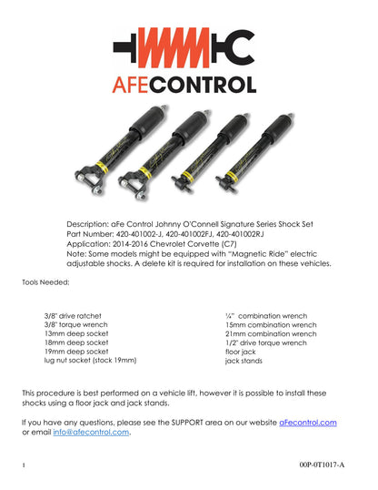 aFe PFADT Series OE Replacement Rear Shock Kit Chevrolet Corvette (C7) 14-19