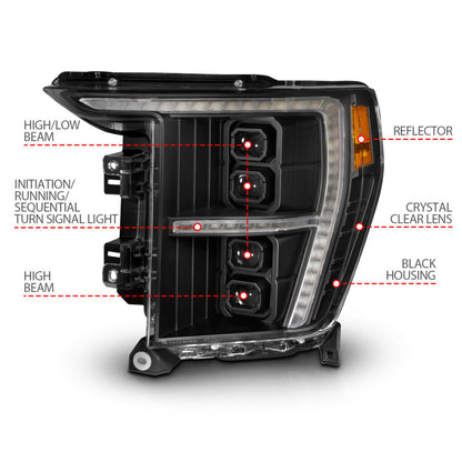 ANZO 21-23 Ford F-150 (w/Factory Halogen) Z-Series Full LED Proj Headlights - Pass. Side ONLY