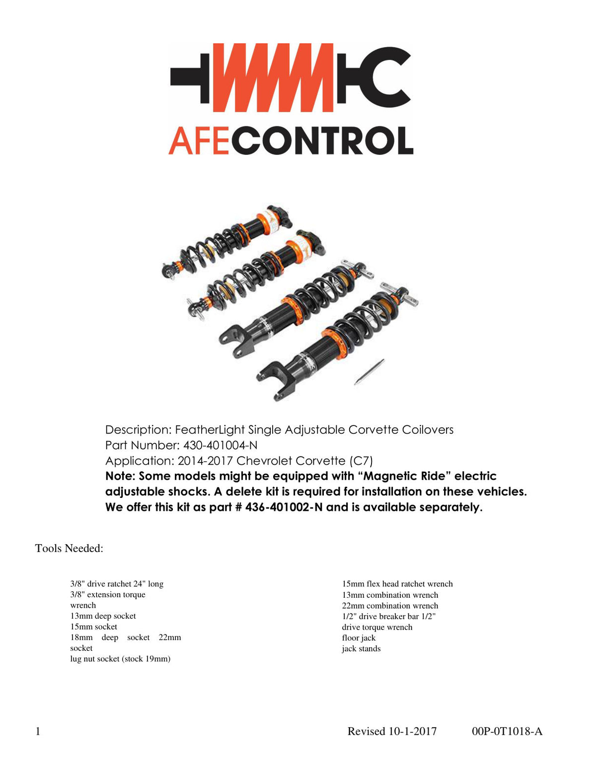 aFe PFADT Series Featherlight Coilover System | Corvette (14-15) (430-401004-N)