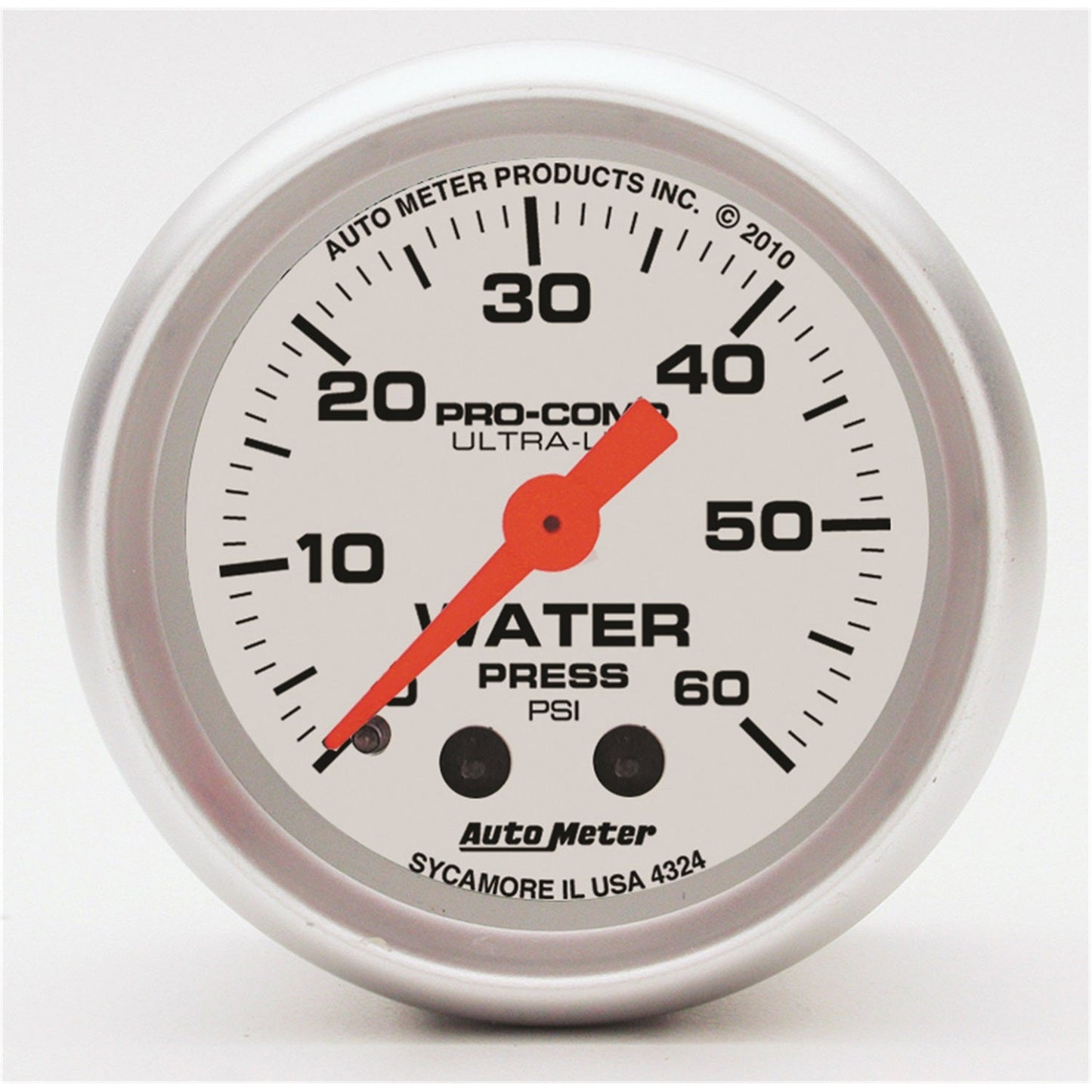 AutoMeter Ultra-Lite 52mm 60 PSI Mechanical Water Pressure Gauge (4324)