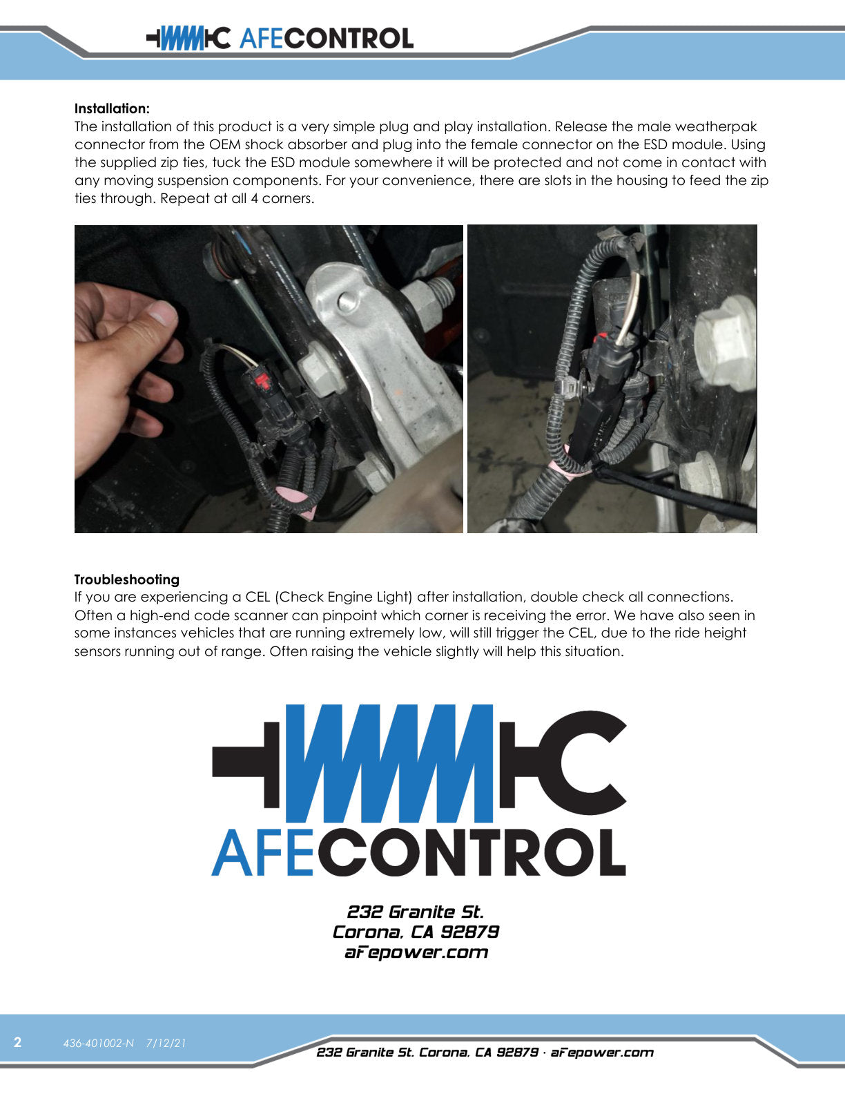 aFe Suspension Logic Shock Modules w/ Small Connector | Chevy Corvette (14-19) (436-401002-N)
