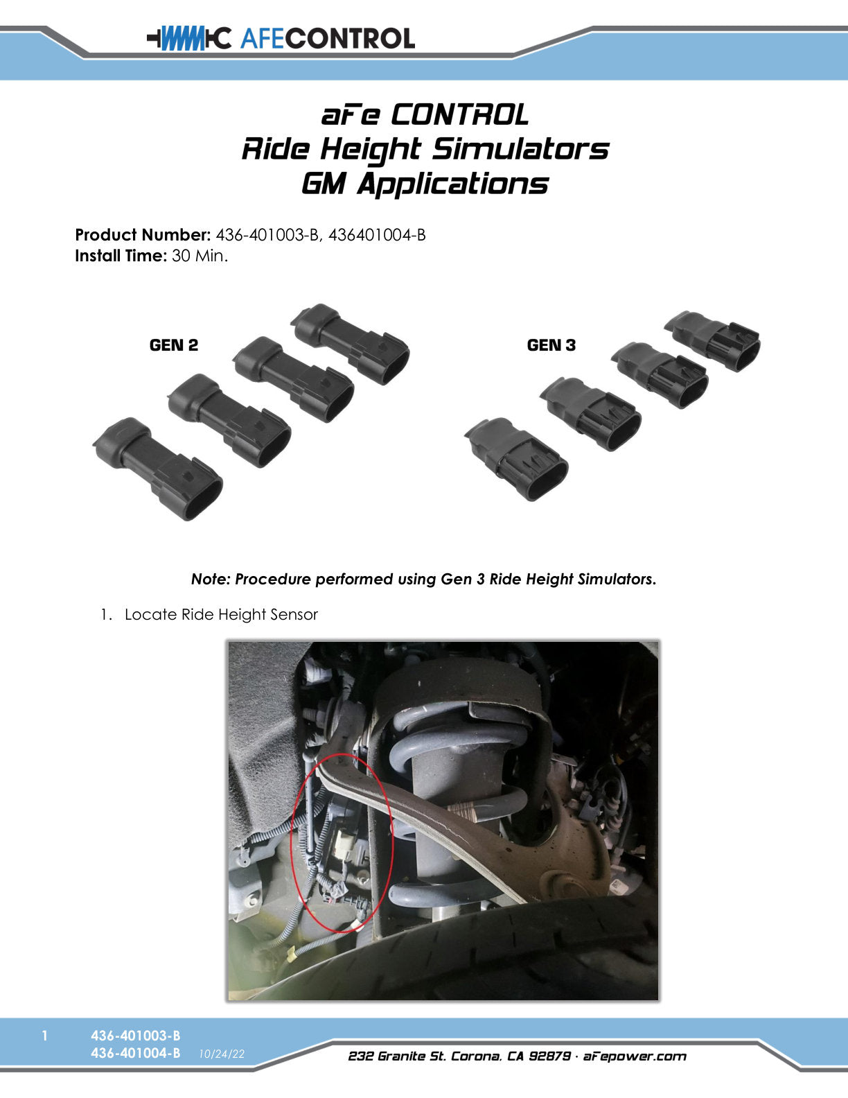aFe CONTROL Ride Height Simulators | Chevy C6 Corvette (05-13) (436-401003-B)
