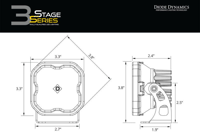 Diode Dynamics 2021 Ford Bronco SS3 LED Ditch Light Kit - Pro White Combo