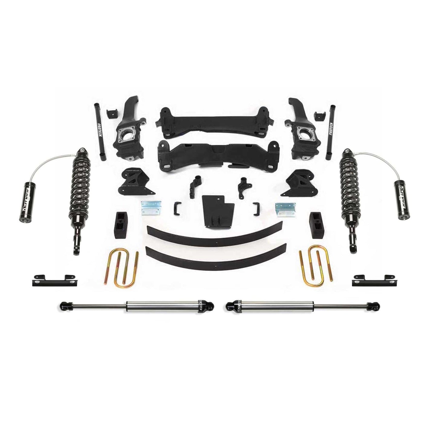 Fabtech 6" Performance System w/ Dual Lower Shock Supports 2.5in Coilover Reservoir & Rear Dual Lower Shock Supports | Toyota Tacoma 4WD/2WD 6 Lug Models (05-14) (K7039DL)