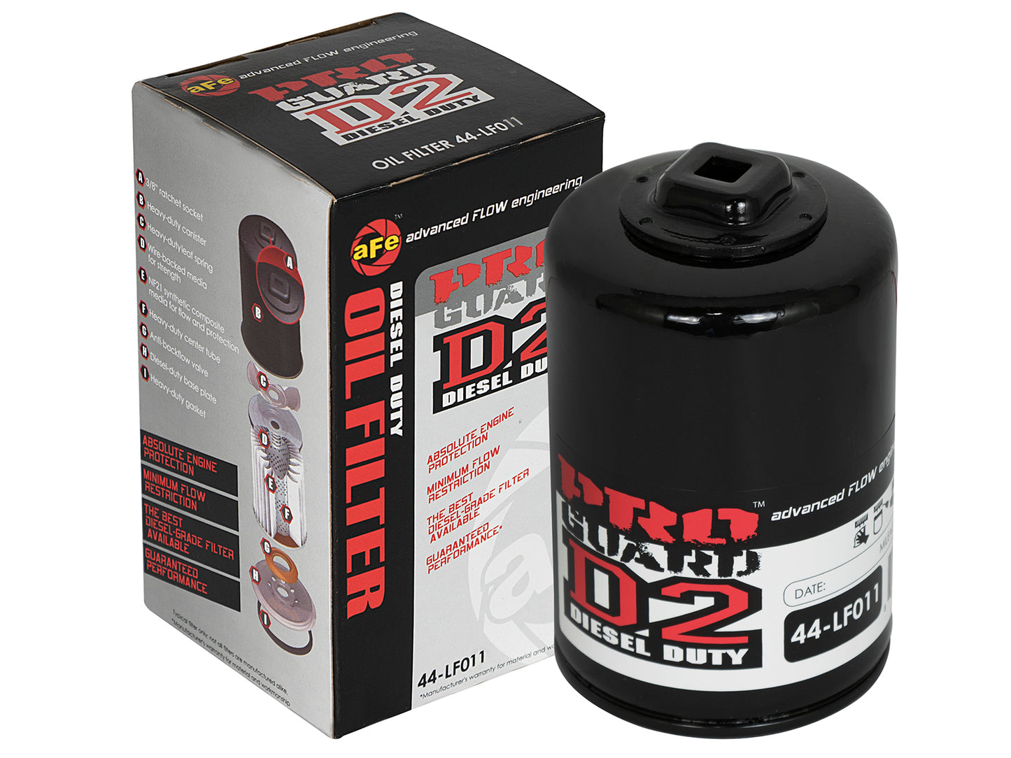 aFe Pro GUARD D2 Oil Filter (4 Pack) | GM Gas Trucks V8 4.8L/5.3L/6.0L (99-05) (44-LF011-MB)