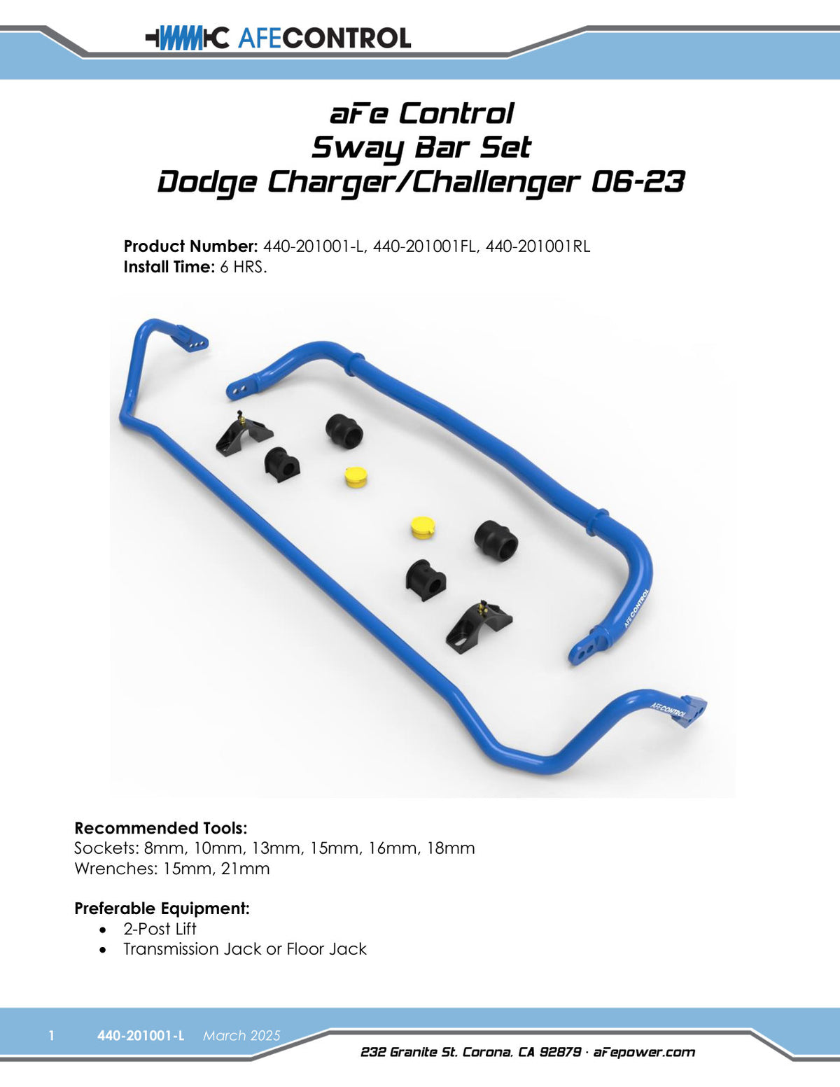 aFe 3 Point Adjustable Rear Sway Bar | Dodge Charger (06-23) (440-201001RL)