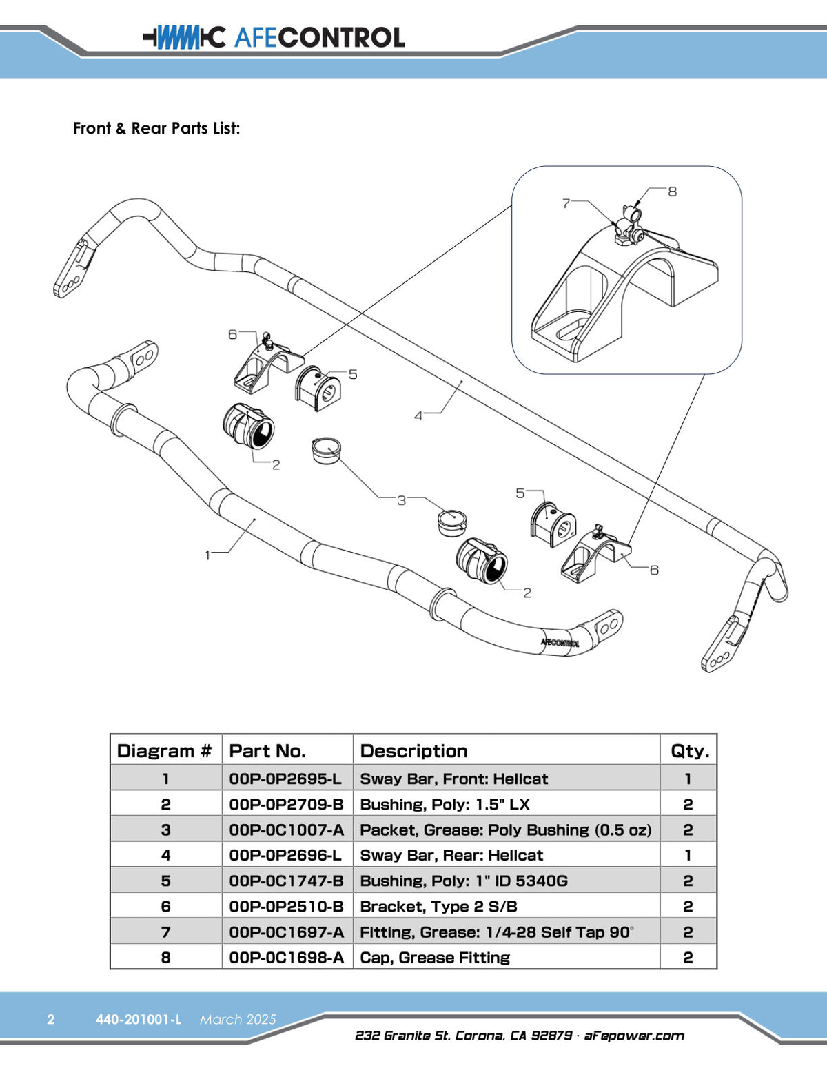 aFe 3 Point Adjustable Rear Sway Bar | Dodge Charger (06-23) (440-201001RL)