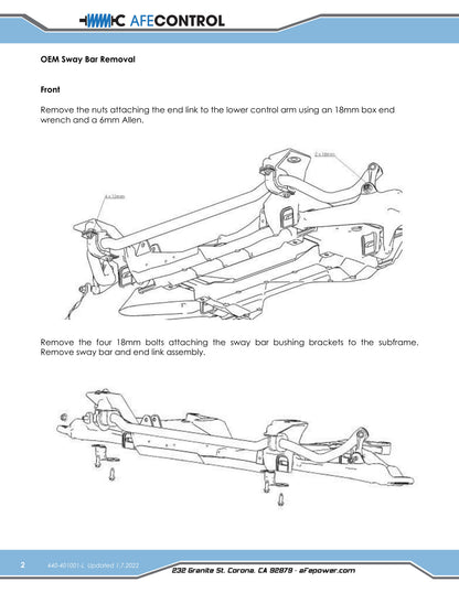aFe CONTROL Front and Rear Sway Bar Set | Chevrolet Corvette C5/C6 (97-13) (440-401001-L)
