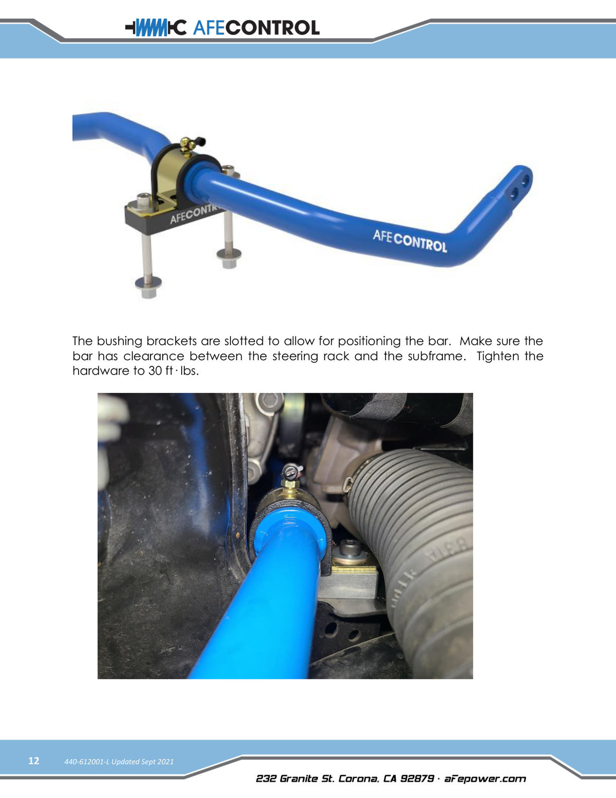 aFe CONTROL Front and Rear Sway Bar Set Blue | Volkswagen Golf R (15-19) (440-612001-L)